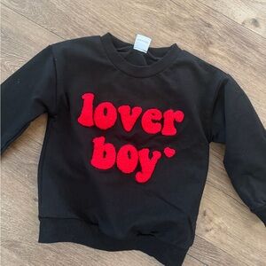 Black Long-Sleeve Kids Sweatshirt with Red 'lover boy' Appliqué 18-24 months